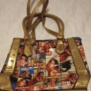 Multicolor Magazine Print Tote Bag